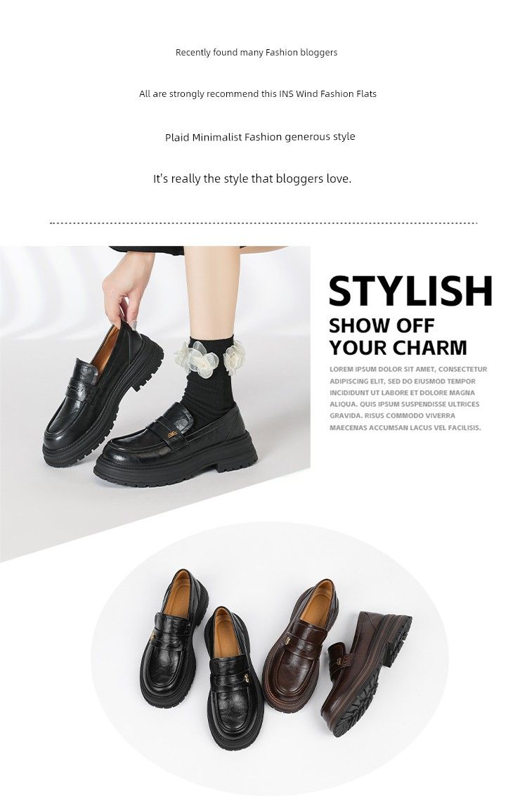 Women's Thick-Soled Loafers Spring 2025 New Genuine Soft Bottom Chunky Heel Lazy Slip-on Single-Layer British Style_voghion.com