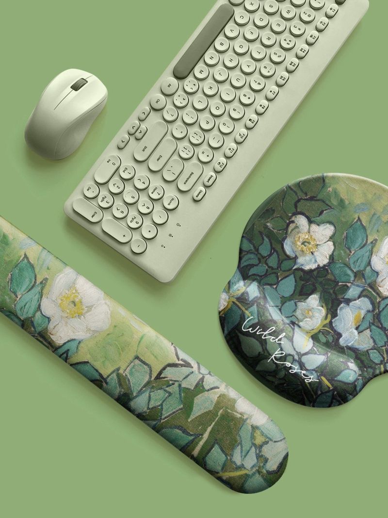 Oniwwertraff Qualitéit Vincent van Gogh säin Uelegmolerei Gréng Rous Ënnerstëtzung Hand Mauspad Schutz Handfläche Handgelenkstütz Tastatur Polsterung_voghion.com