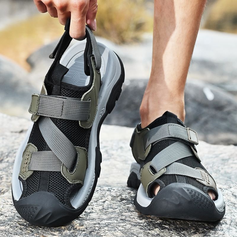 Sandali estivi in pelle di mucca, scarpe da acqua per esterni, scarpe casual da spiaggia da uomo_voghion.com
