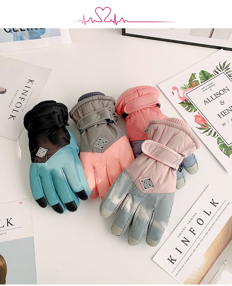 Winter Thickened Gloves Women, Windproof Waterproof, Suitable Cycling Skiing, Touchscreen Compatible, Cute Student_voghion.com