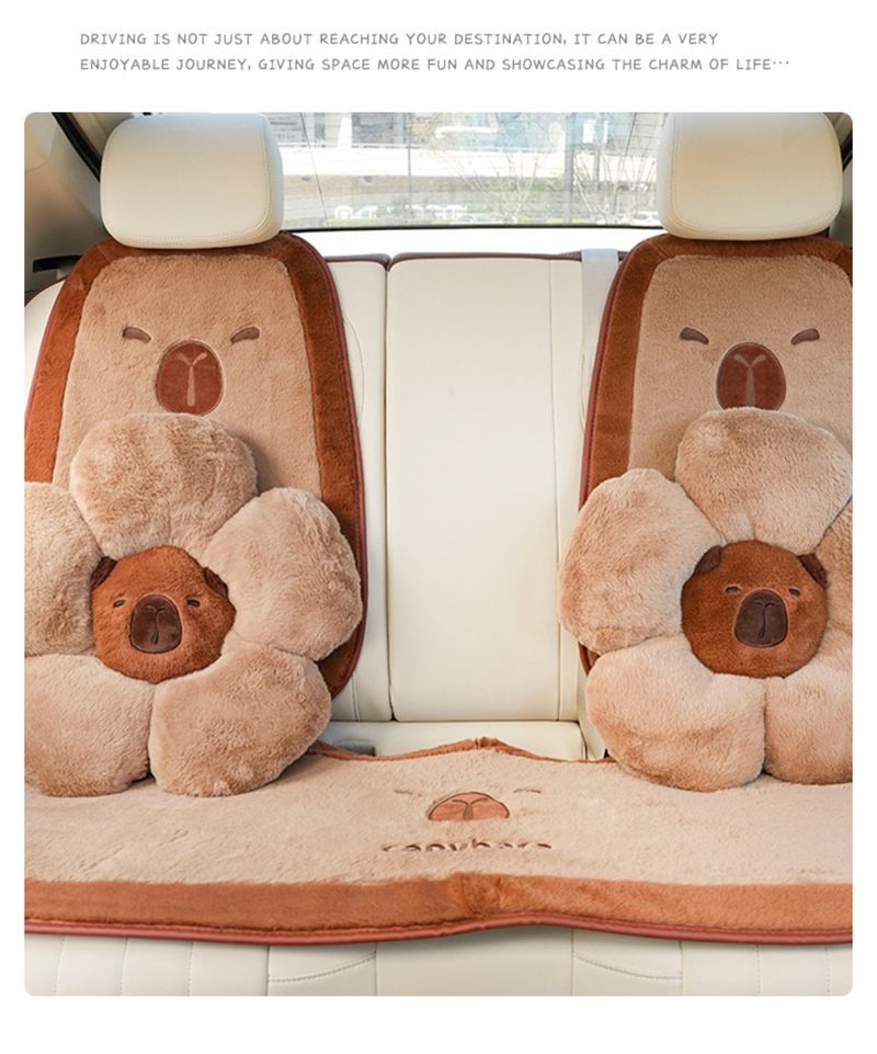 Cute Plush Capybara Seat Cushion Soft Comfortable Headrest Stuffed Lumbar Support Waist Pillow Car Decoration_voghion.com