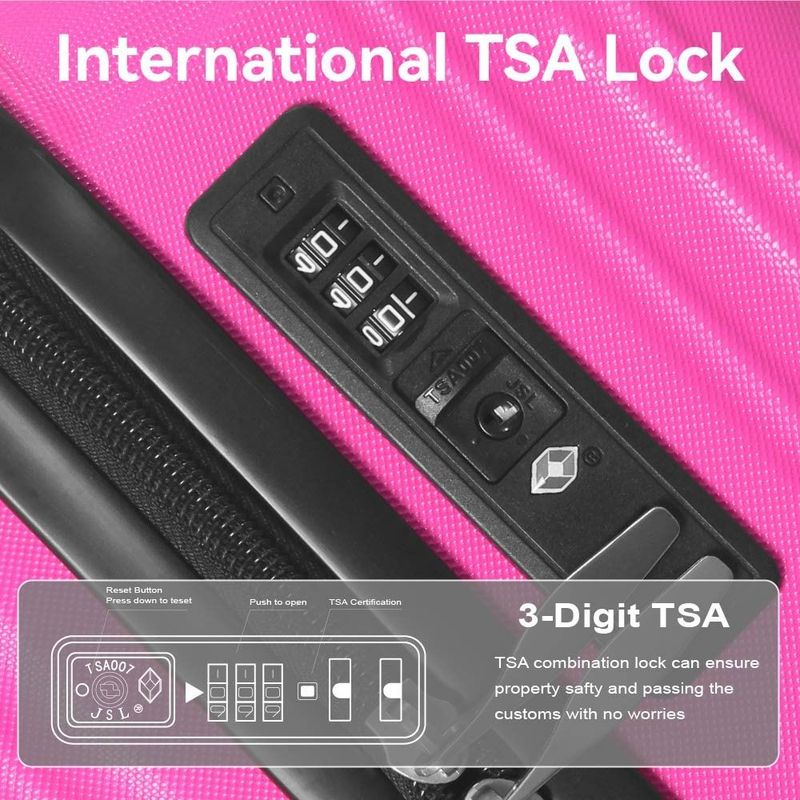 3-Piece Lightweight ABS Hardshell Luggage Set (20", 24", 26") In Honey Powder With Spinner Wheels, TSA Lock, And Adjustable Telescopic Handle - Durable Travel Suitcases_voghion.com