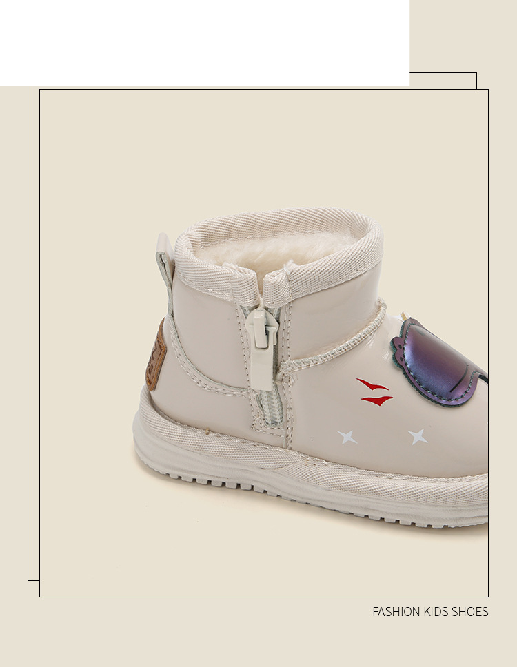 Botas de nieve de dibujos animados para niños, zapatos para bebés, zapatos de algodón de terciopelo para invierno, zapatos para niñas, botas cortas para niños_voghion.com