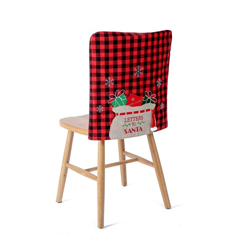 New Christmas chair set, Christmas checkered chair set, Christmas envelope chair set, home dining table decoration_voghion.com