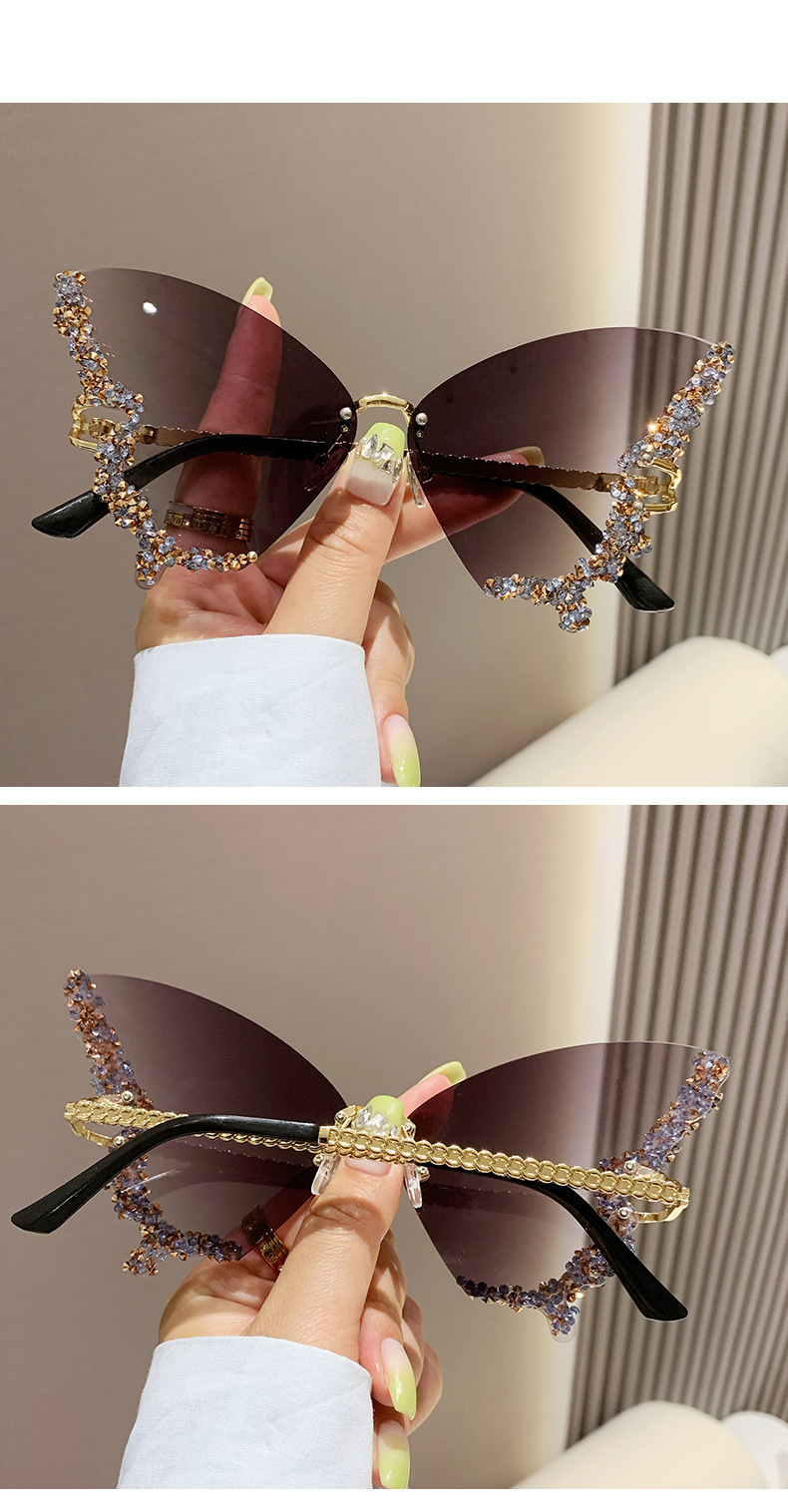 Unisex Fashion Round Diamond Studded Sunglasses Sun Protection Sunglasses Outdoor Rhinestone Glasses_voghion.com