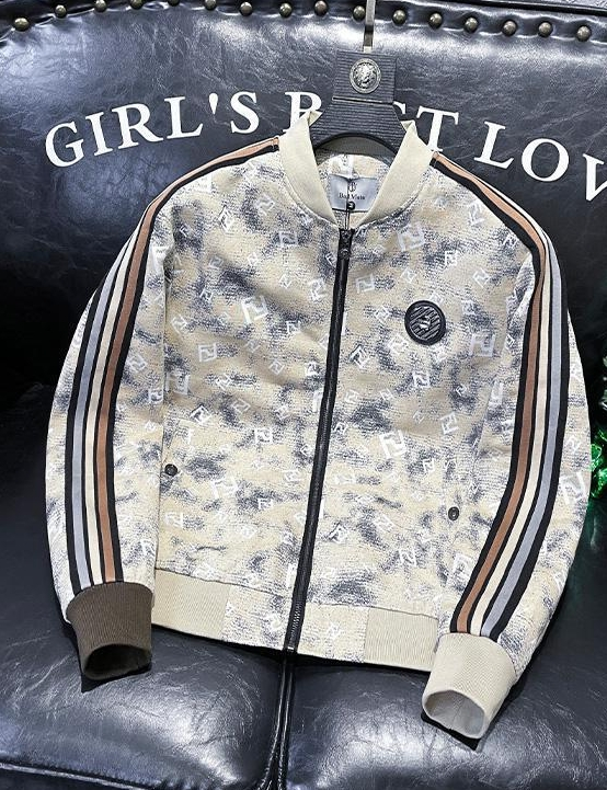 Europäesch Wueren 2024 nei High-End Jacquard-Streifen Casual Jacket Männer trendy Mark schéin Hierscht Männer Baseballjacket_voghion.com