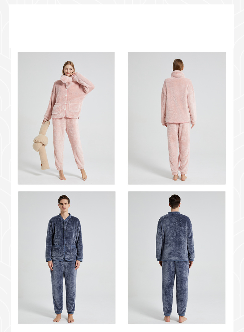 Dames zachte pluche huiskleding koraal fleece pyjama mannen en vrouwen koppels vest broek huiskleding pak_voghion.com