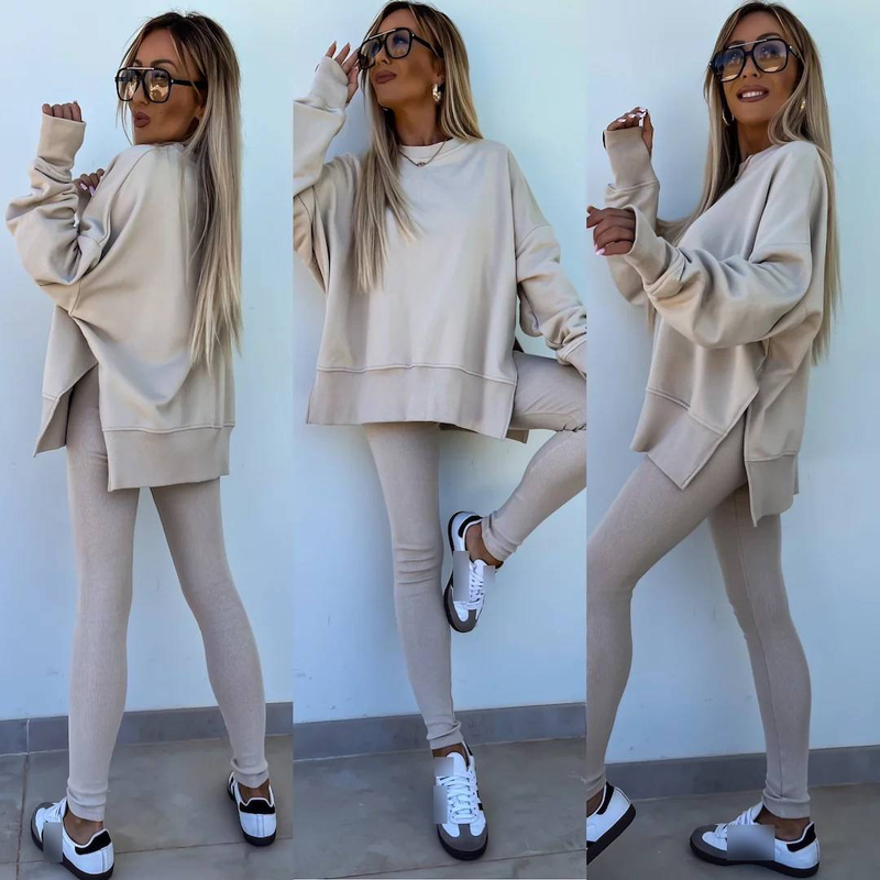 Abbigliamento da donna Autunno e inverno Tinta unita Maglione a maniche lunghe Giacca casual Tuta sportiva_voghion.com