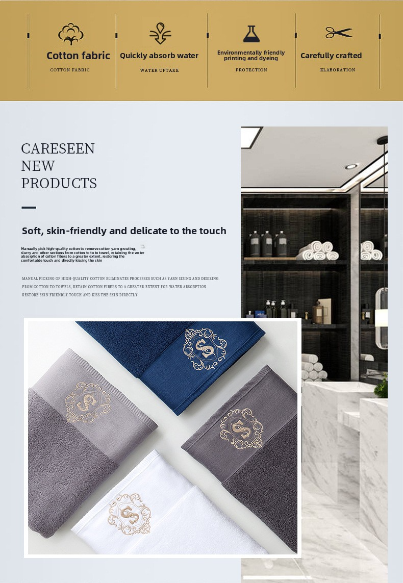 Combed 100% Cotton Hotel Luxury Towel - Ultra Absorbent & Soft For Home & 5-Star Hotel Use_voghion.com