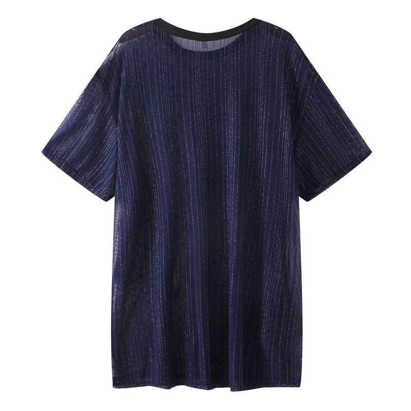 New See-through, Breathable, Thin And Fashionable Nightclub Party Base Layer Tulle Men's T-shirt_voghion.com