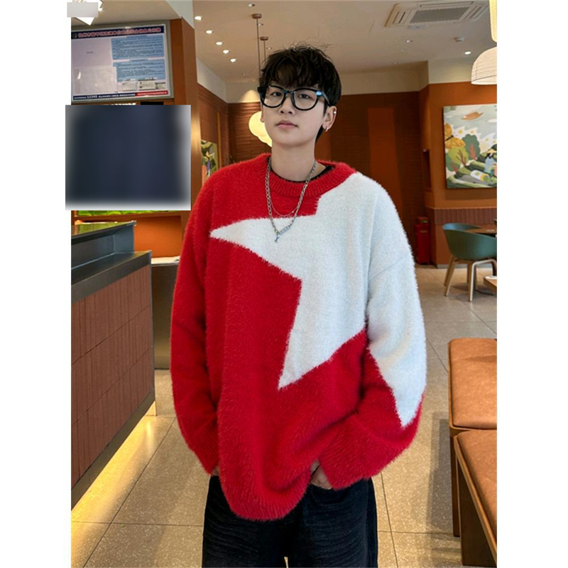 Men's Winter Crewneck Sweater Casual Knit Pullover Color Block Warm Long Sleeve Top For Teens_voghion.com