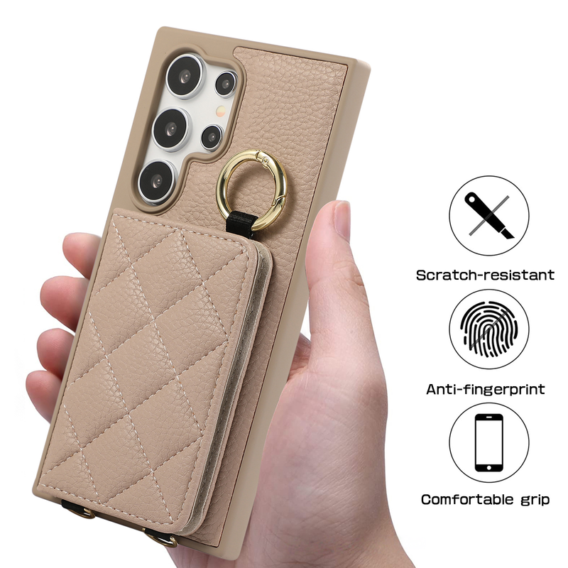 Suitable For Samsung S25 Ultra Crossbody Mobile Phone Case Card Insertion S24 S25 Edge Small Card Holder Protective Cover_voghion.com