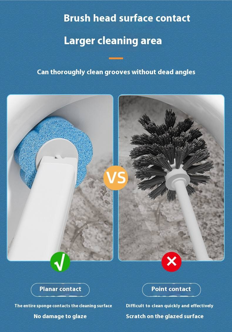 Disposable Toilet Brush Set With 6 Replaceable Heads, Compact & Hygienic Bathroom Cleaning Tool For Home & Travel_voghion.com