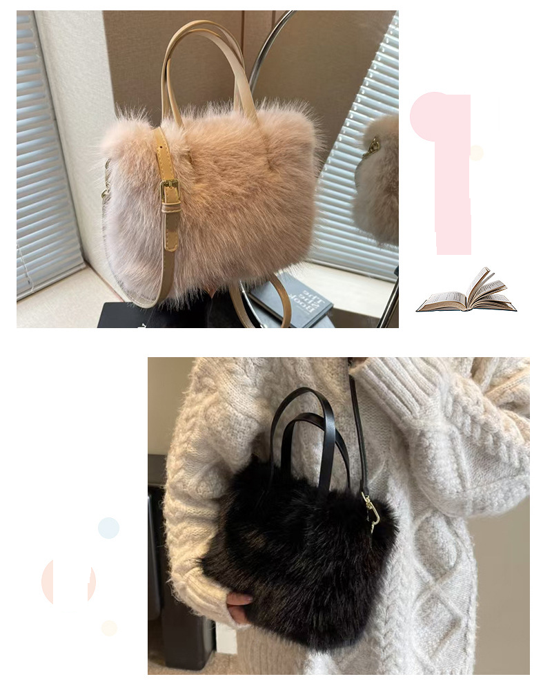 Women's Bags Autumn And Winter Imitation Fox Fur Fashionable Hand Held Evening Bag Temperament Plush Bag Shoulder Crossbody Women's Bag_voghion.com