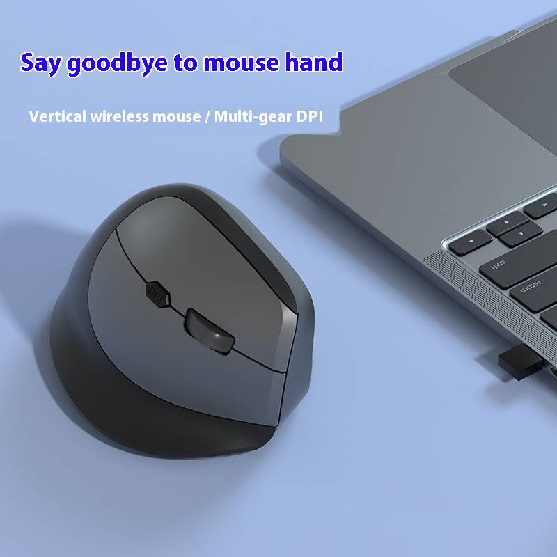 Ergonomic Vertical Wireless Mouse With 2.4G+Bluetooth, Type-C Charging, 1600DPI, 4-Way Scroll, Silent Click For PC/Laptop (Black/Gray/Red/Green/Blue)_voghion.com