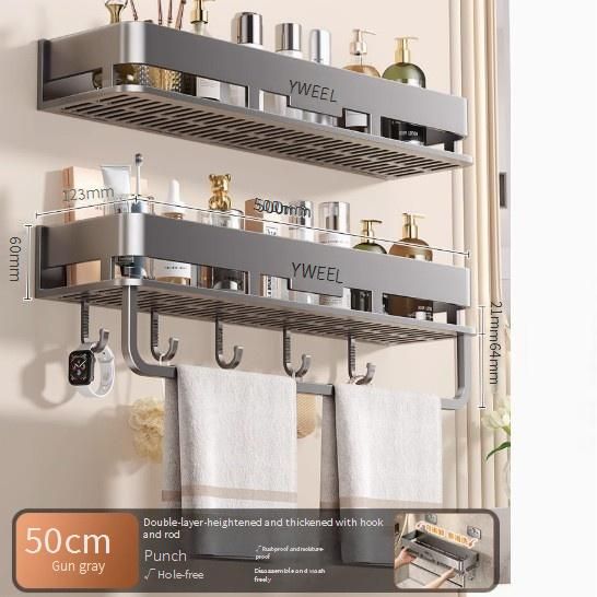 Badezimmer-Organizer-Regal mit starker Saugnapf-Wandhalterung – platzsparende Aufbewahrung ohne Bohren für Zahnbürsten, Kosmetika und Duschutensilien_voghion.com