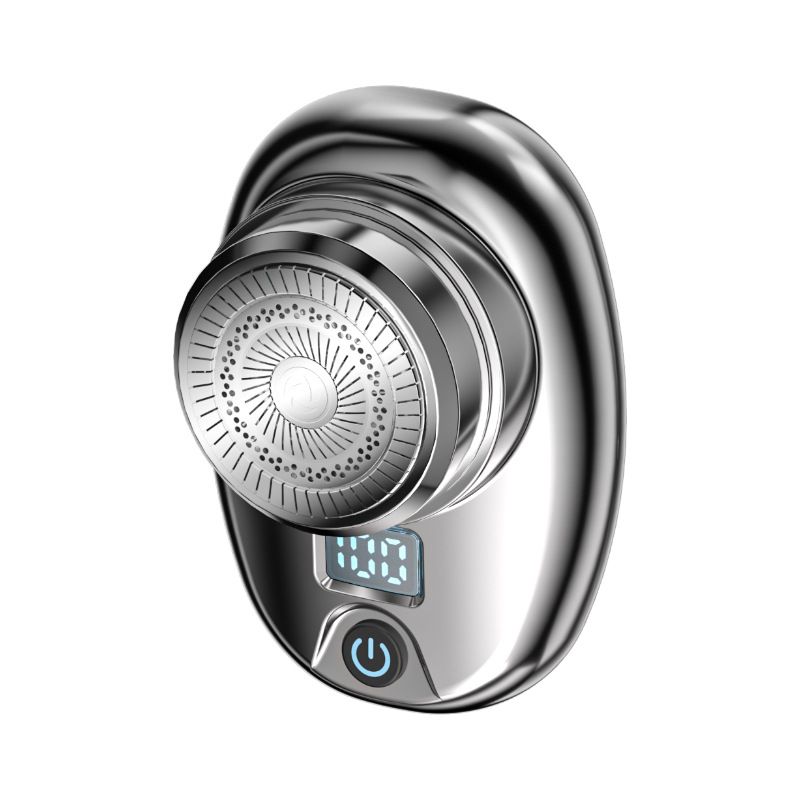 Rasoio elettrico da viaggio impermeabile con display a LED e lame flottanti - Rasoio portatile senza fili per uomo (blu sfumato/nero, argento)_voghion.com