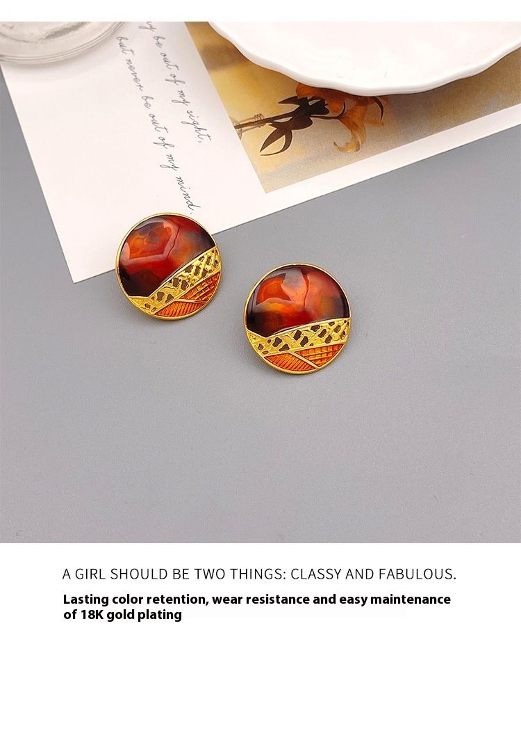 Vintage-Ohrringe mit großen Nadeln im Pop-Stil, Emaille in Farbe, Silber, personalisierte Messing-Galvanisierung, echtes Gold_voghion.com