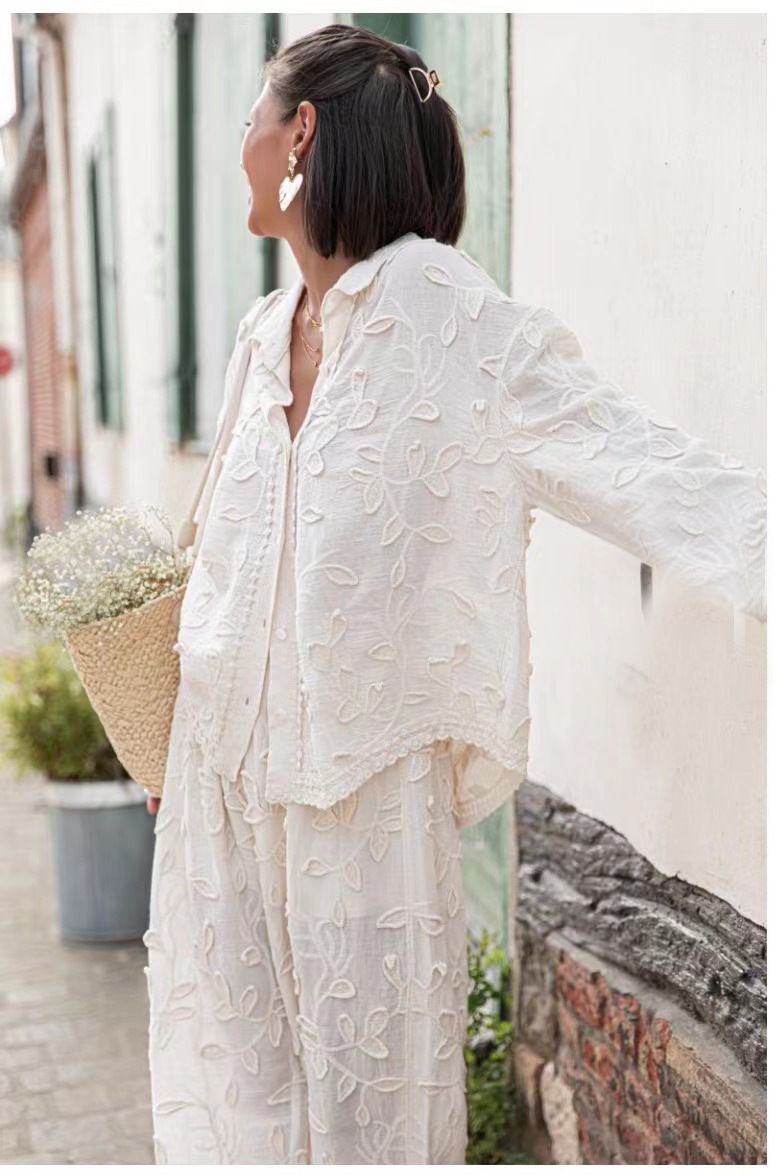 Women's Clothing Fashionable Silk Cotton Jacquard Two-piece Set _voghion.com