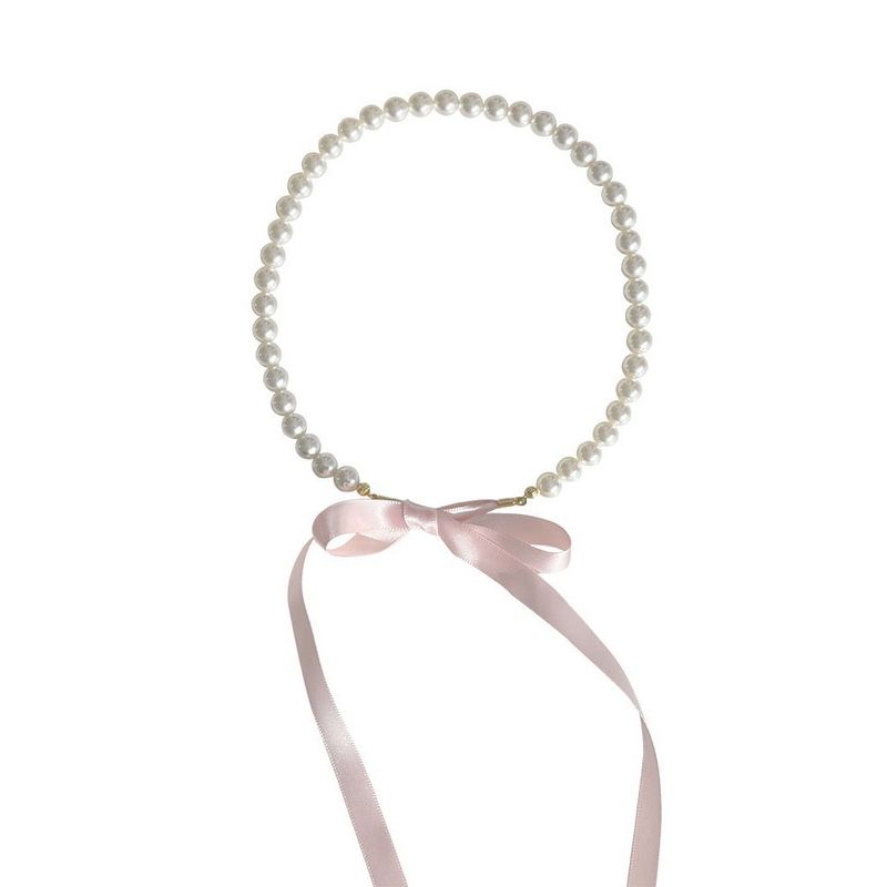 Bale İnci Fiyonk Tatlı Çok Yönlü Kurdele Choker Mizaç Kravat Kolye Kız_voghion.com