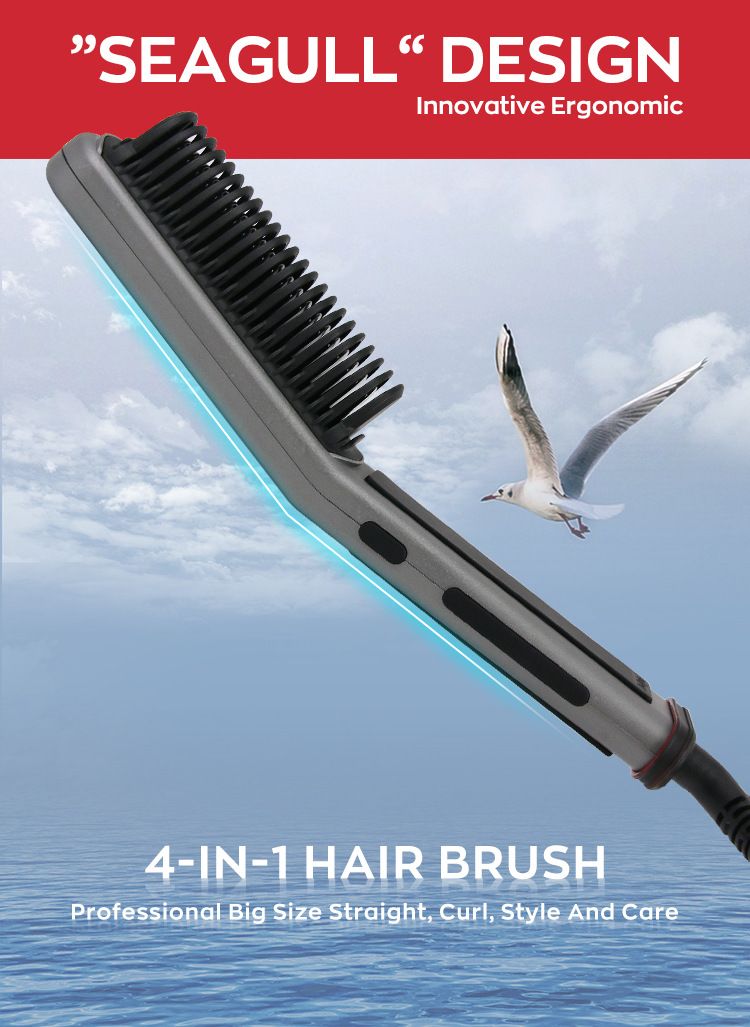 Spazzola lisciante per capelli a riscaldamento rapido - Strumento multifunzionale per lo styling per capelli lisci e senza crespo (tecnologia ionica, design portatile)_voghion.com