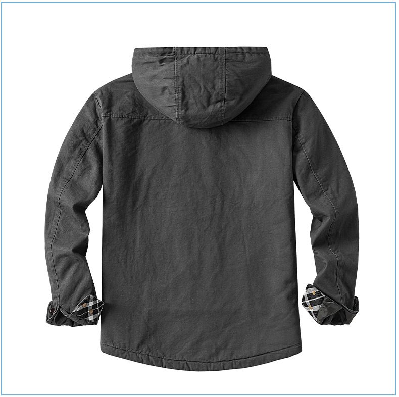Giacca imbottita imbottita multitasche taglie forti da uomo di taglia americana con giacca imbottita con cappuccio spesso Giacca in pile di agnello imbottita media lunga_voghion.com