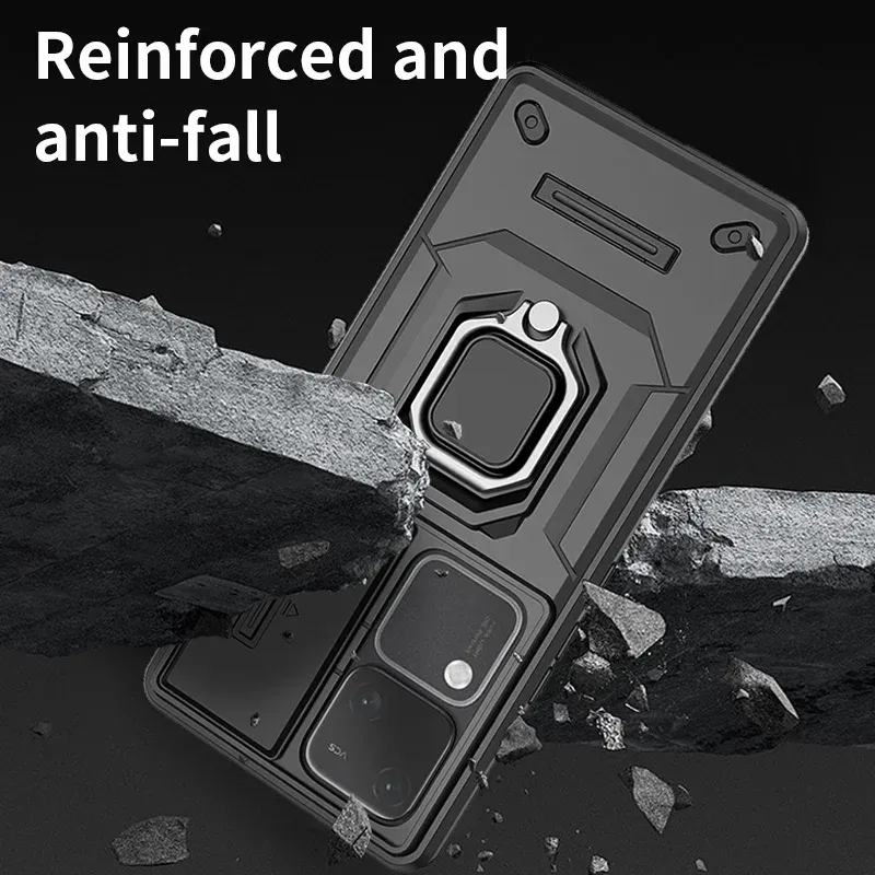 Pour Vivo V30 Pro S18 Armor Phone Case avec Slide Camera Lens Protection Ring Magnetic Holder Bracket Shell Back Cover_voghion.com