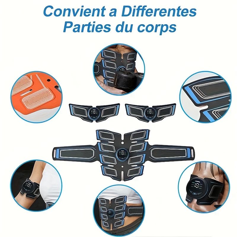 EMS-Fitness-Massagegürtel, EMS-Muskeltrainingsstimulator, EMS-Niederfrequenz-Physiotherapieinstrument, 6 Modi mit 18 Intensitätsstufen_voghion.com
