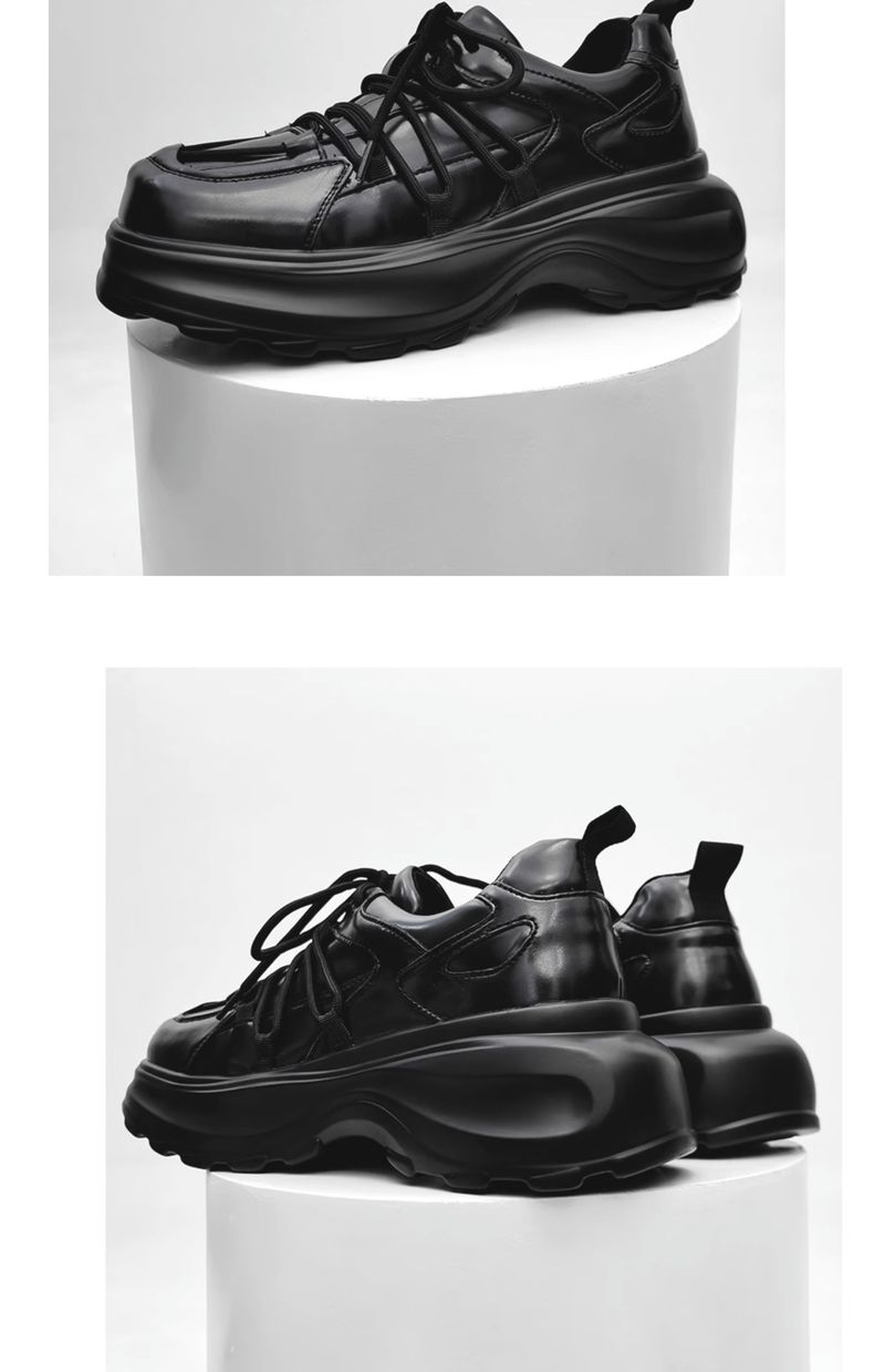 Scarpe in pelle con lacci e punta quadrata in stile giapponese di Niche High Street Black Warrior_voghion.com