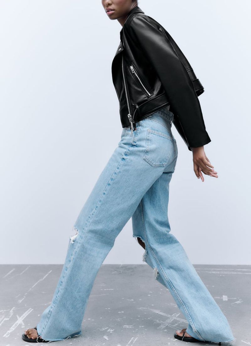 Damenbekleidung Frühjahr neue Damen-Reißverschluss-Motorrad-Lederjacke mit Revers schwarze PU-Lederjacke_voghion.com