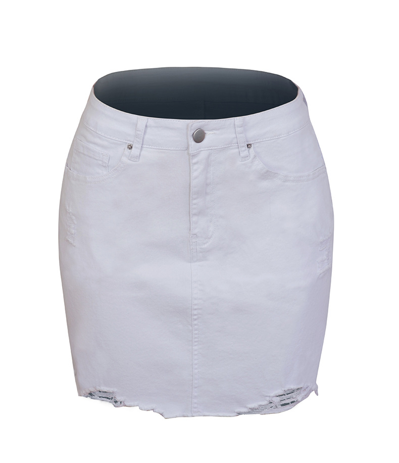 elastische gescheurde denim rok voor dames, korte rok, super heet_voghion.com