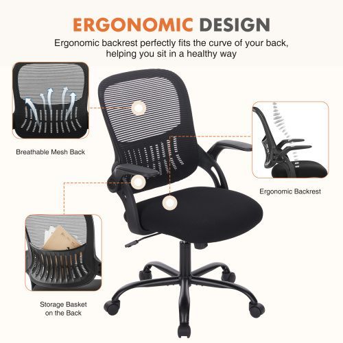Office Mid Back Ergonomic Mesh Computer Desk Larger Seat Executive Height Adjustable Swivel Task Chair With Lumbar Support_voghion.com