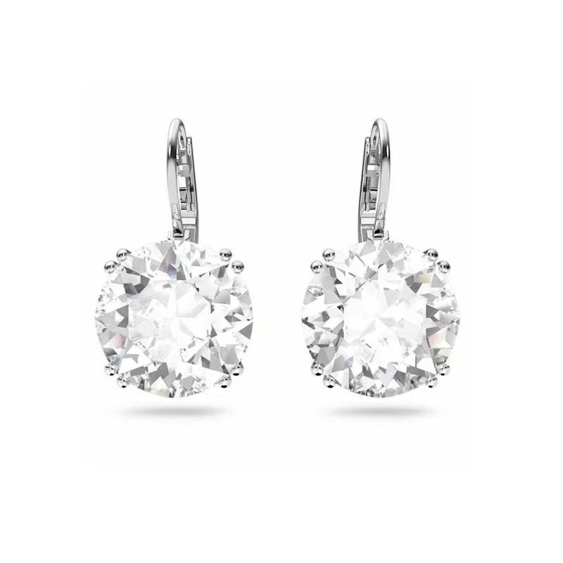 Black And White Round Cut Teardrop Shape Bella Earrings For Women Elements Crystal Earrings_voghion.com