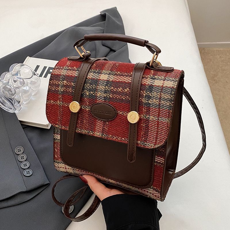 Zaino da college di fascia alta, borsa da donna in stile britannico, nuova e semplice borsa da viaggio per la scuola a quadri 2025_voghion.com