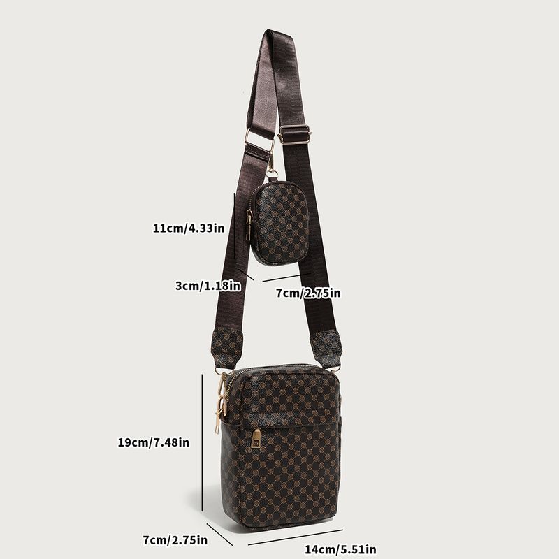 Tweedelige elegante bedrukte cameratas van hoge kwaliteit, verticale telefoon, brede schouderband, crossbodytas voor dames, kleine vierkante tas_voghion.com