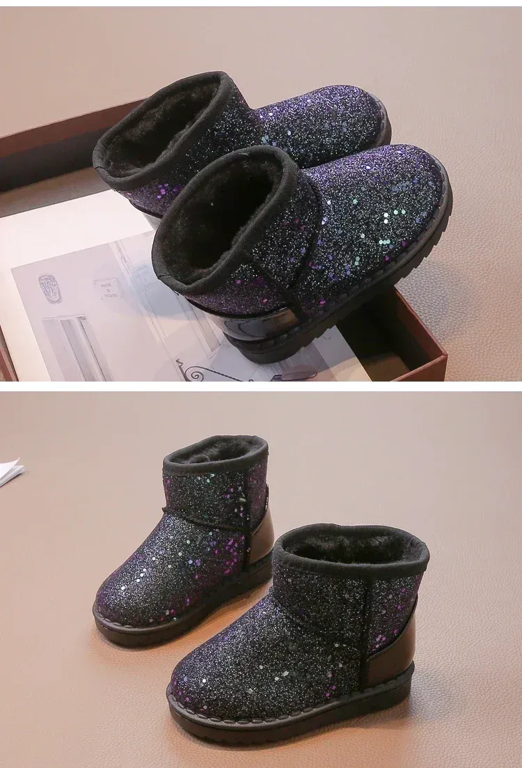 Warm Kids Snow For Children New Toddler Winter Princess Child Shoes Non-slip Flat Round Toe Boys Girls Baby Lovely Boots_voghion.com