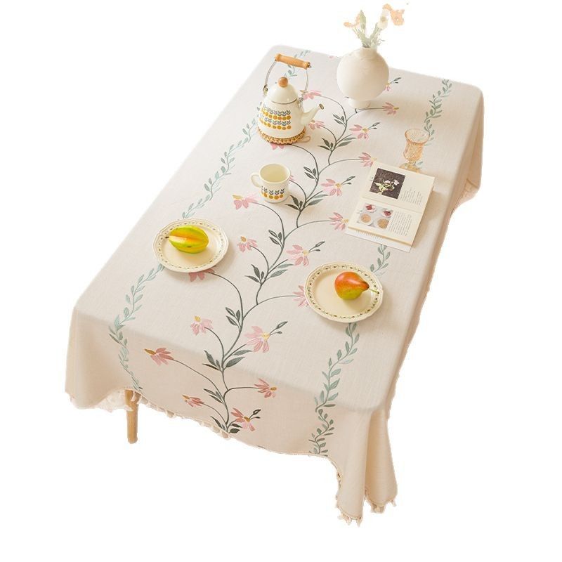 Nuovo ricamo artigianale, tovaglia da pranzo rettangolare, atmosfera di semplicità letteraria francese, nappa decorativa_voghion.com