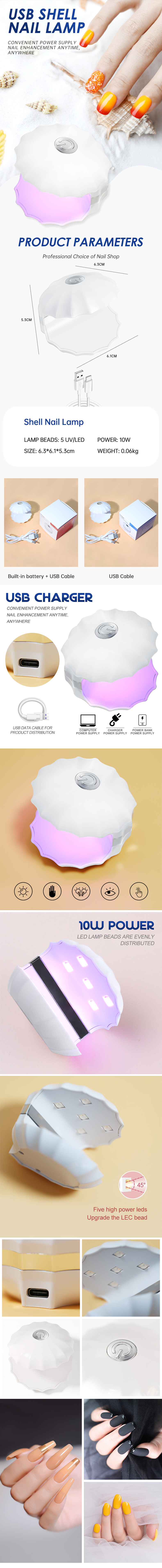 Arte Clavo Shell unghii UV gel lac uscător manichiură fototerapie mașină uscare rapidă LED lumină portabilă lampă de lipici pentru unghii_voghion.com