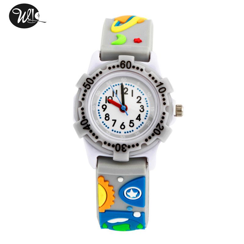 Children's Cartoon Simple Round Pointer Quartz Watch Creative Space Strap Student Waterproof_voghion.com