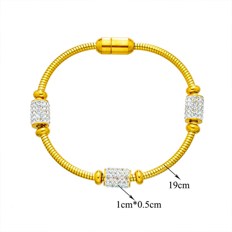 Stainless Steel Rhinestone Snake Charm Bracelet For Women Fashion Thick Chain Girls Punk Hip Hop Wrist Jewelry Gift_voghion.com