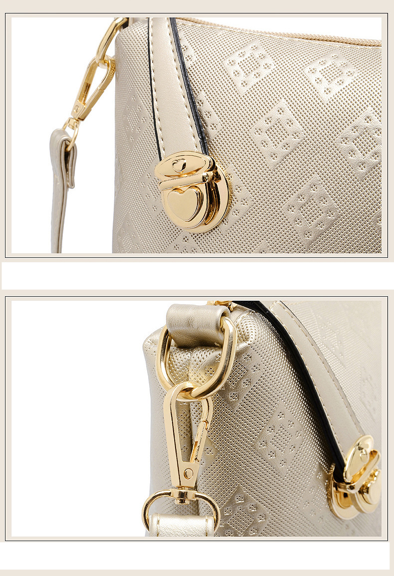 Set di borse da donna, elegante borsa da donna con motivo a rombi in rilievo, borsa a mano con tracolla a sei pezzi_voghion.com