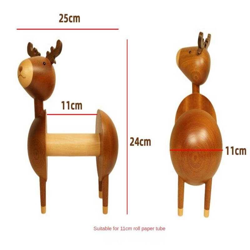 Massivholz-Elch-Taschentuchhalter, 360 ° drehbarer Kopfrollenpapierhalter, Schreibtisch-Wohnzimmer-Küchentaschentuchhalter, Schreibtisch-Ornament_voghion.com