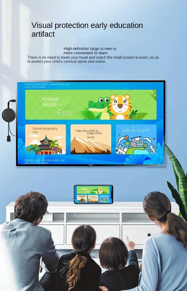 Projetor de tela sem fio para celular popular, a mesma tela de TV, projetor universal HD, conector HDMI doméstico_voghion.com