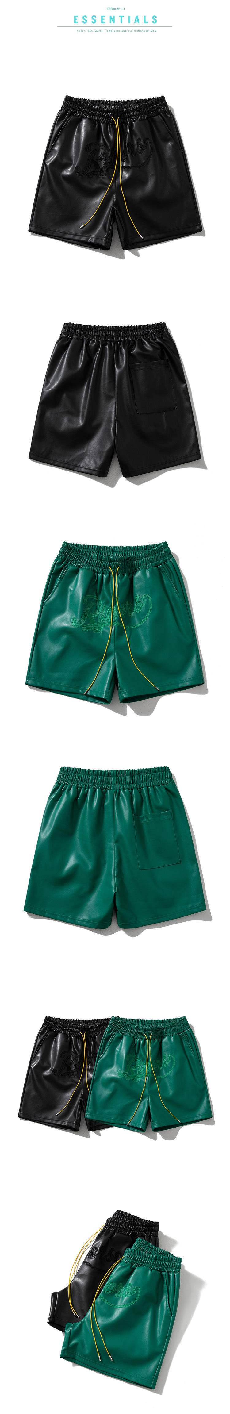 Basketball-Shorts, Shorts für Herren, neuer Stil, trendige Strandhose für Jugendliche, bestickte Buchstaben, Leder-Kordelzug, Sommer-Shorts_voghion.com