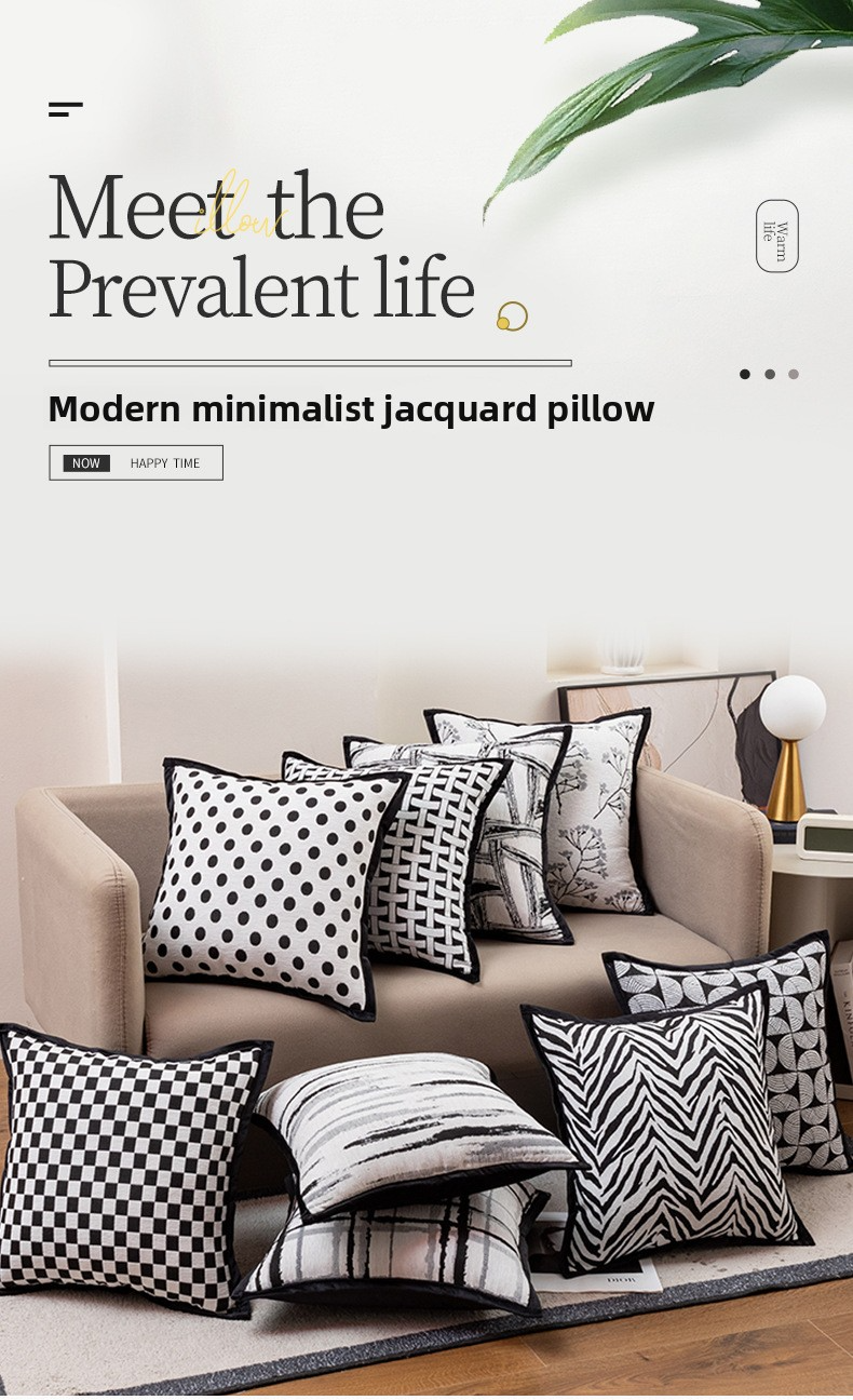 Housse de coussin de luxe en jacquard 45 x 45 cm – Housse de coussin géométrique moderne pour canapé, lit et chaise – Décoration d'intérieur élégante_voghion.com