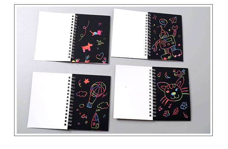 Kit di scratch art per bambini - Confezione da 24 fogli di carta da disegno fai da te con effetto arcobaleno, lavoretti creativi per bambini, regalo di attività divertente ed educativa_voghion.com