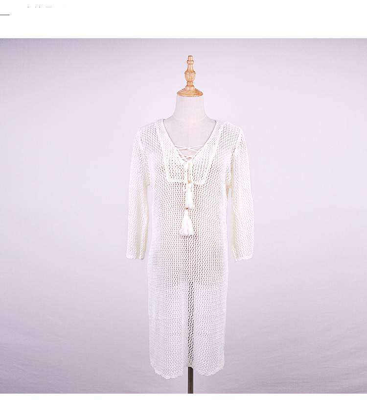 Elegantes Häkel-Bikini-Cover-Up-Strandkleid – Leichter Spitzen-Kimono für Frauen, Boho-Sommerurlaub-Bademode_voghion.com