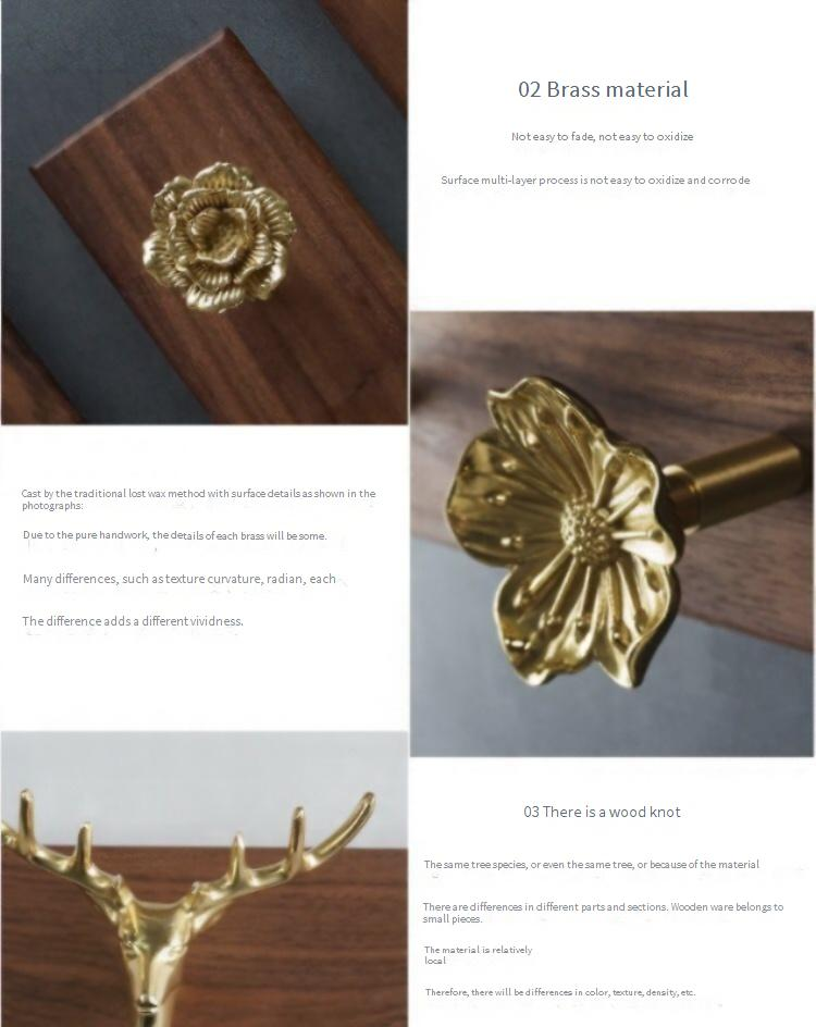 Handgemaakte wandhaken van massief hout en messing - moderne garderobehangers voor in de hal met artistieke gravures, montage zonder boren (set van 5)_voghion.com