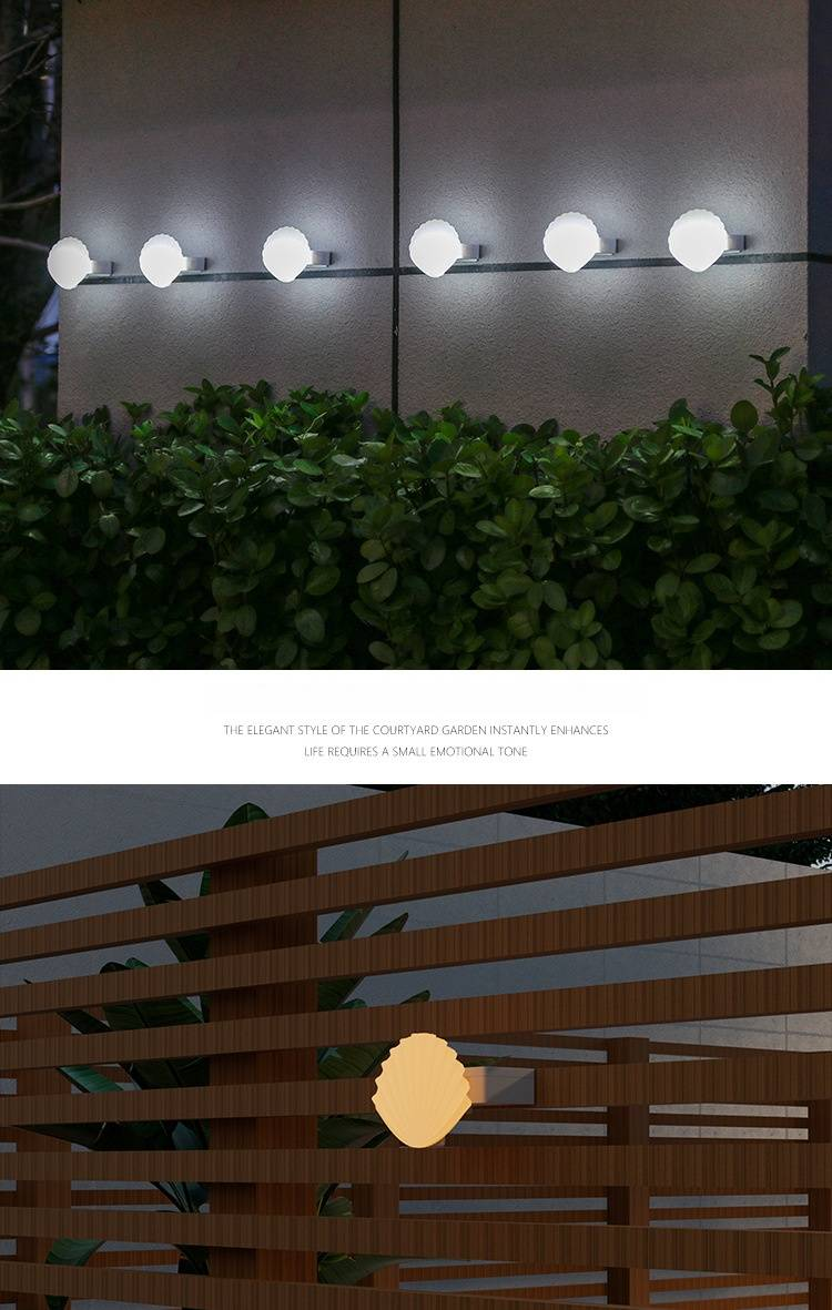 Solar-Powered Seashell Wall Light LED Outdoor Garden Fence Lamp Waterproof Decorative Lighting For Stairs Pathway Patio_voghion.com