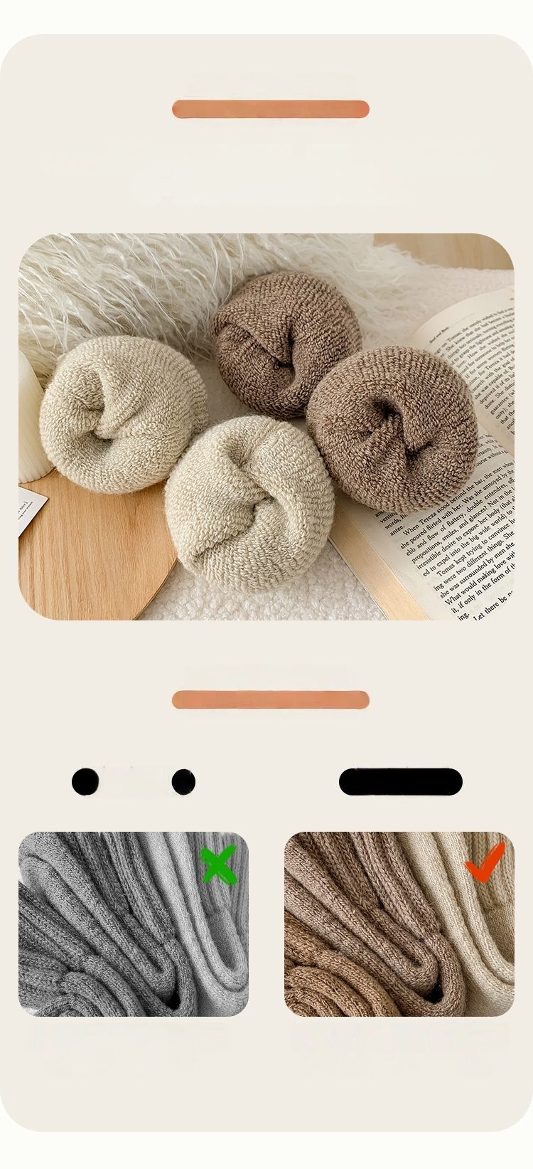 Calzini di lana, calzini da donna a metà polpaccio, calzini invernali Maillard ispessiti con pile, calzini corti in caldo cashmere_voghion.com